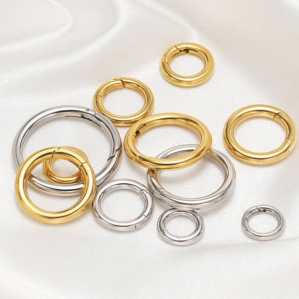 2 Stück Edelstahlverschlüsse, runde Ringkarabinerhaken, Verbindungsstücke für DIY-Schmuckherstellung, Zubehör für Halsketten und Ketten. – Detail 5