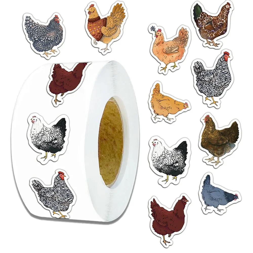 500PCS Creative Hen Roll Adhesive Tape, Animal Graffiti, Laptop Case, Desktop Water Cup Stickers