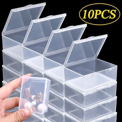 Mini Clear Rectangle Storage Boxes Translucent Toolbox Desktop Stationery Bead Jewelry Case Display Organizer Pill Container