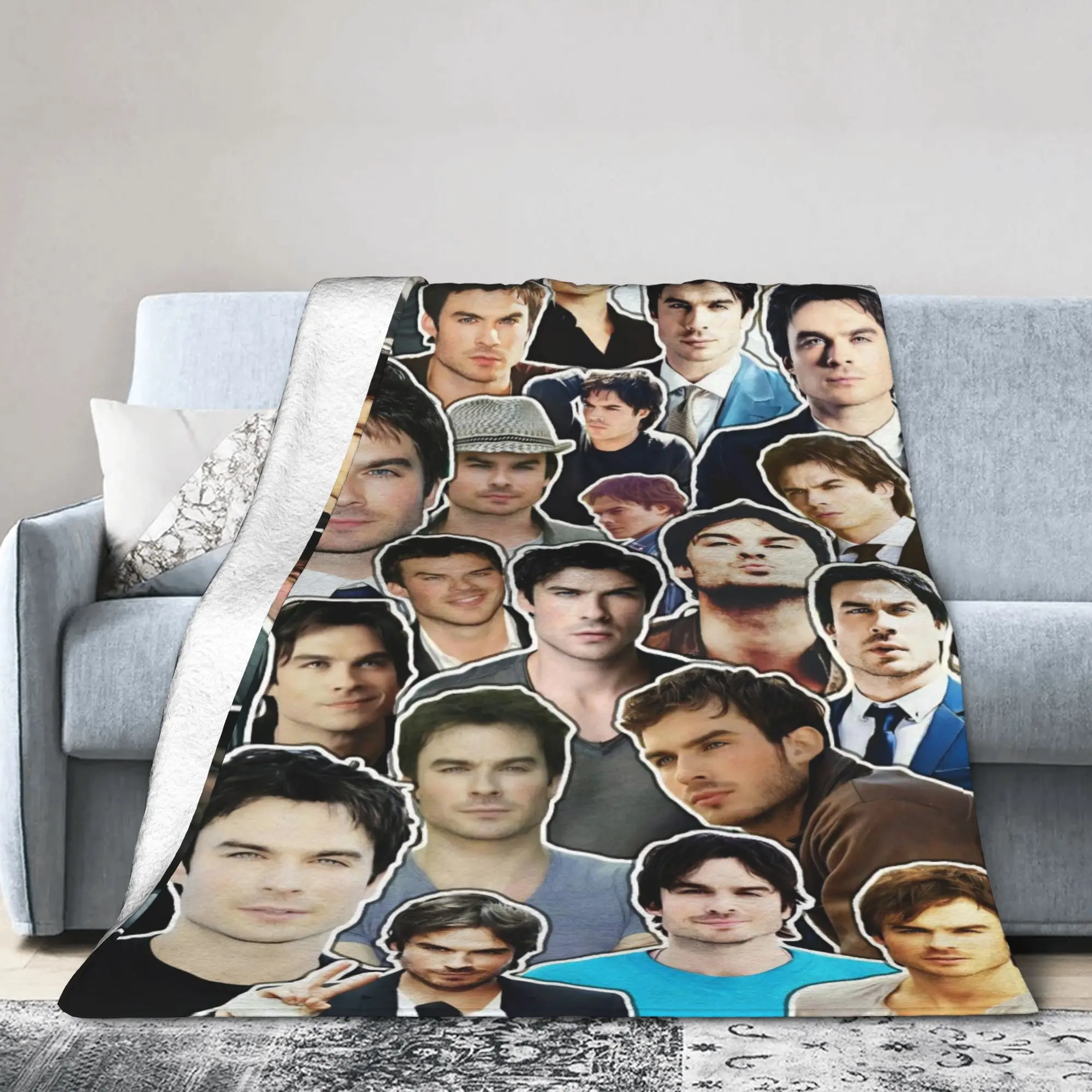 Soft Warm Blankets Travel Office The Vampire Diaries Damon Salvatore TV Series Bedding Throws Flannel Bedspread For Bed Cover