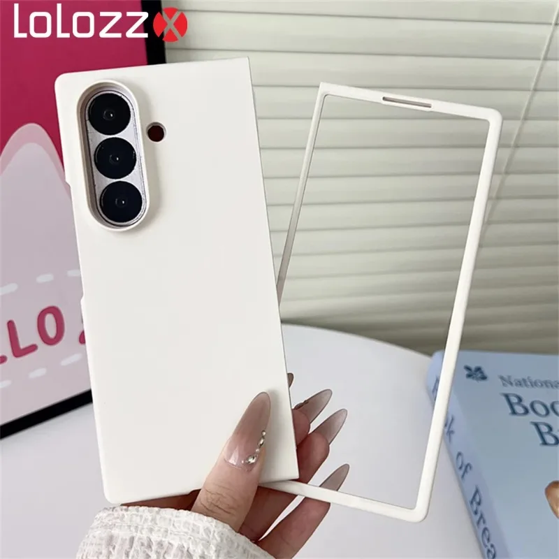 حافظة هاتف عصرية رفيعة للغاية بلون الحلوى لهاتف سامسونج جالاكسي Z Fold 7 6 5 4 3 5G غطاء خلفي متين مقاوم للصدمات