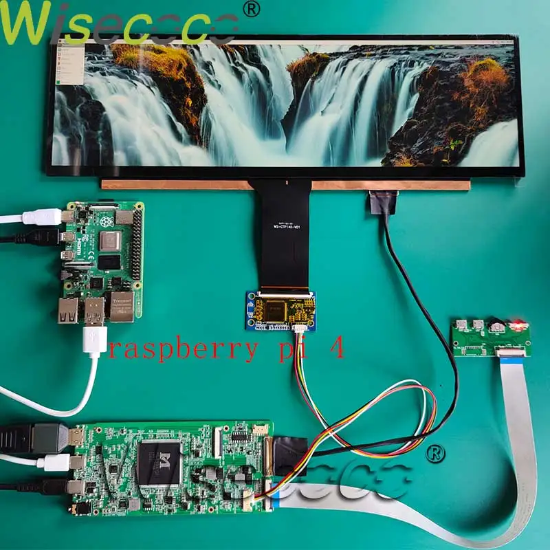 

14 Inch AIDA64 Stretched Bar LCD Display 4K 3840*1100 IPS Screen Capacitive Touch MIPI Type-C USB Driver Board for Raspberry PI