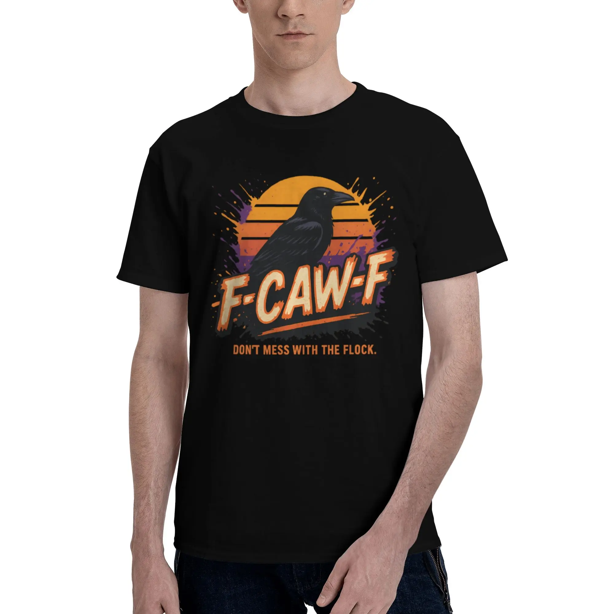 

Male F-CAW-F Retro Crow T Shirts Summer Short Sleeve 100% Cotton Colthing Fashion Casual Creative Graphics Tee Tops
