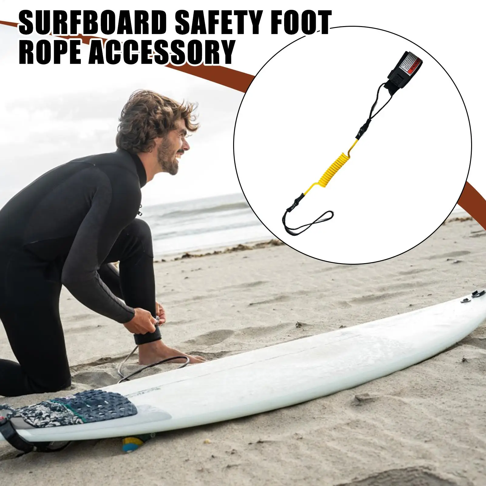 Surfboard Bodyboard Safety Leash - Coiled Hook & Loop Wrist Strap Inflatable water ski board TPU safety hand rope