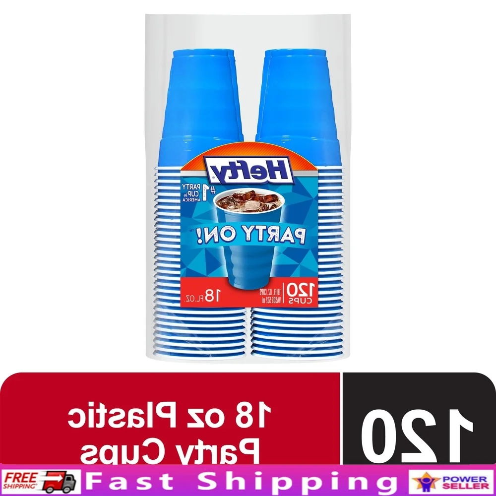 

Одноразовые пластиковые чашки для вечеринок, прочный, удобный для захвата, морской синий, 18 унций, 12 отсчетов, герметичный, идеальные развлекательные встречи, мероприятия