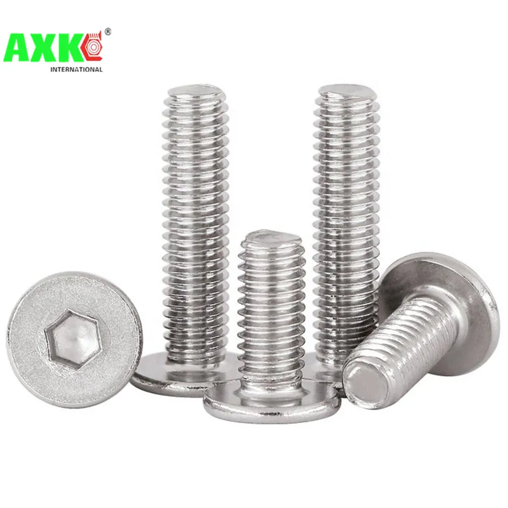 5/50pcs CM M2 M2.5 M3 M4 M5 M6 M8 A2-70 304 Stainless Steel Hex Hexagon Socket Ultra Thin Super Low Flat Wafer Head Screw Bolt