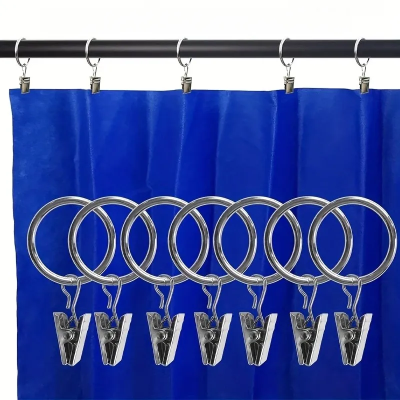 20 pcs 25mm Metal Curtain Hanger Rings, Easy Slide On Rod and Strong Clip Grip, ideal for Bathroom Shower Panels view 5