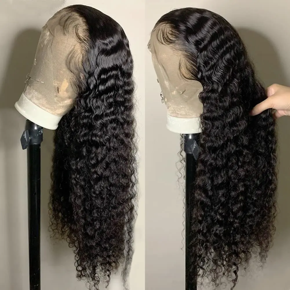 30 inch Deep Wave Lace Front Human Hair Wigs 13x6 Lace Front Wig 13x4 Lace Frontal Wig Pre Plucked Brazilian Curly Glueless Wig