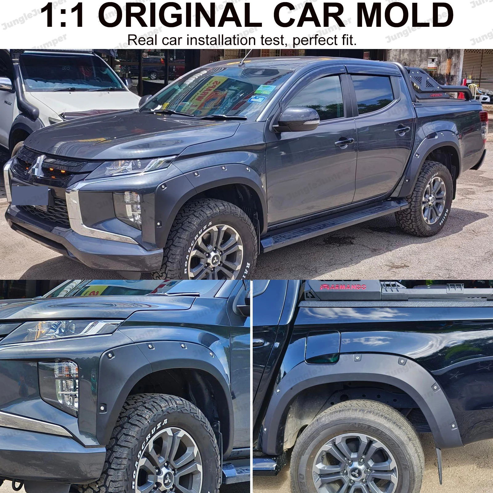 Pocket Riveted Fender Flares For Mitsubishi Triton 2019-2023 MR L200 Large Wheel Arch Mudguards Matte Black Car Pickup Accessori