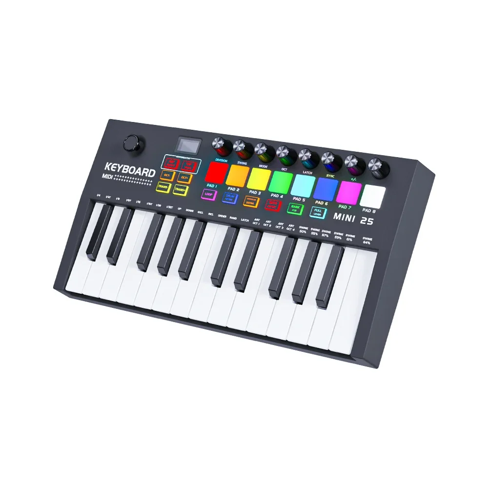 

Midi Synthesizer Music Piano Portable Audio 25 Key USB Electric Organ MIDI Keyboard Controller Colorful Controller Keyboard