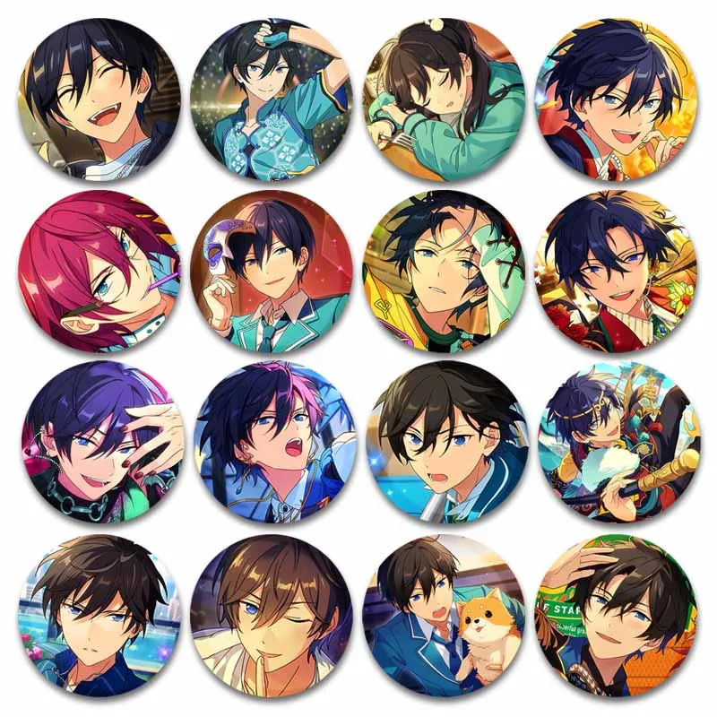 Ensemble Stars Hidaka Hokuto Brooches on Backpack Creative Round Cartoon Cosplay Badge Pin Bag Clothing Accessories Fans Gifts