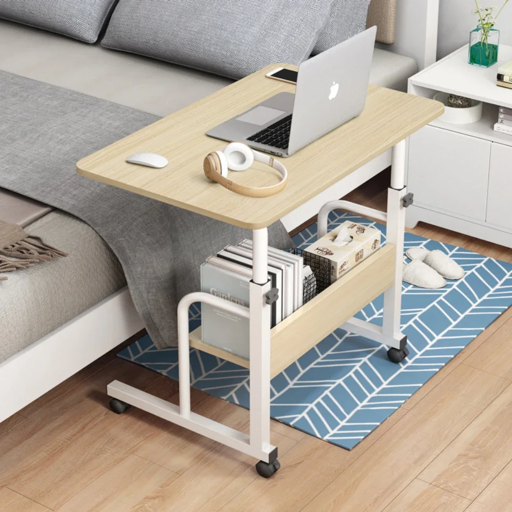 Adjustable Laptop Desks Widen Computer Table with Wheels Mobile Storage Desk Simple Study Table Desktop Household Reading Desk