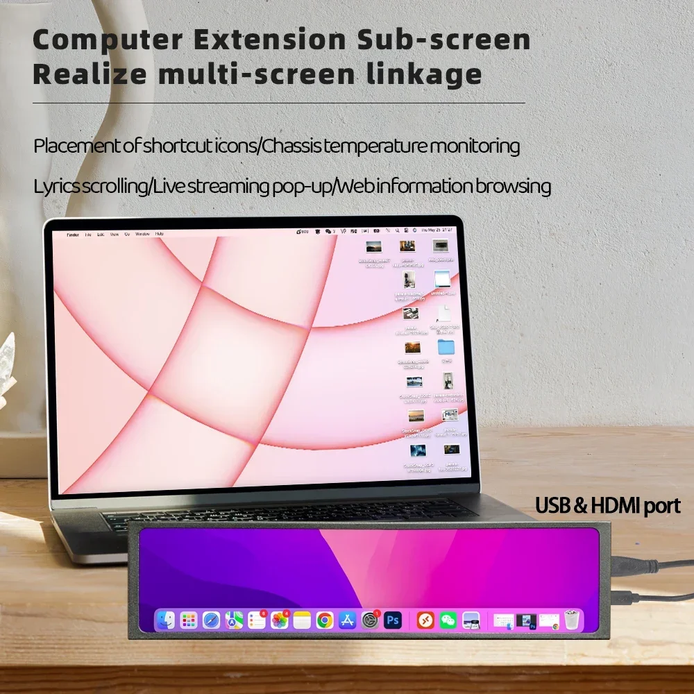 11.3 Inch Mini Portable Monitor 1920x440 Bar IPS Screen Stretched Strip for Computer Not Compatible with AMD Integrated Graphics