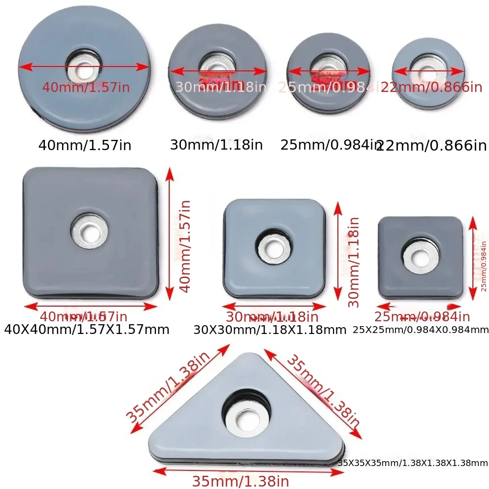 24PCS Furniture Anti Slip Silent Thick Wear Resistant Foot Mat With Screws Used For Bed Table Sofa Dining Chair