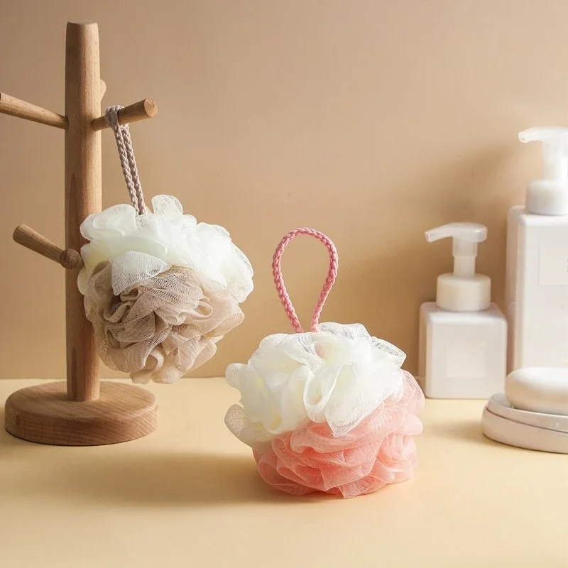 Soft shower sponge, 3D flower design, gentle exfoliating shower bag with handle,  suitable for both men and women