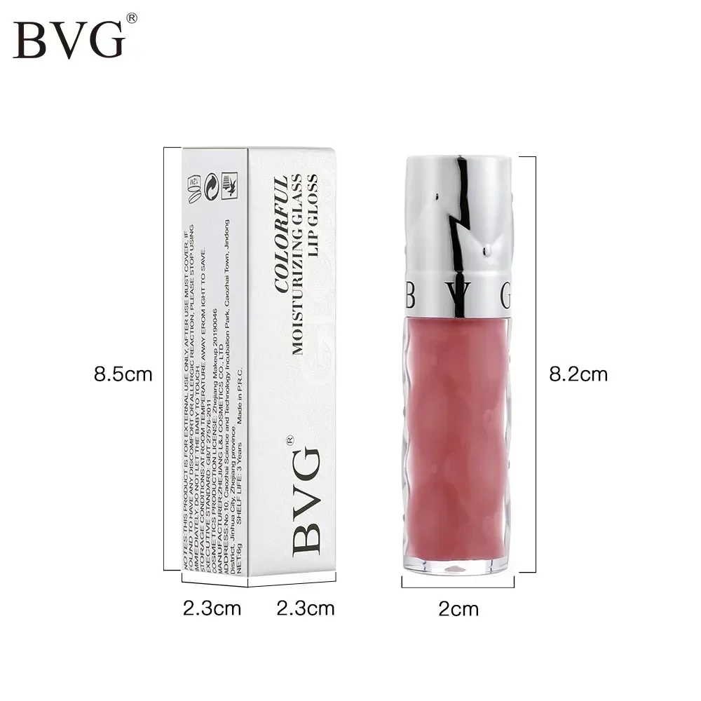 BVG 6색 립글로스 빛나는 광택 보습 방수 지속력 있는 색상 전문가용 리퀴드 립스틱 6g