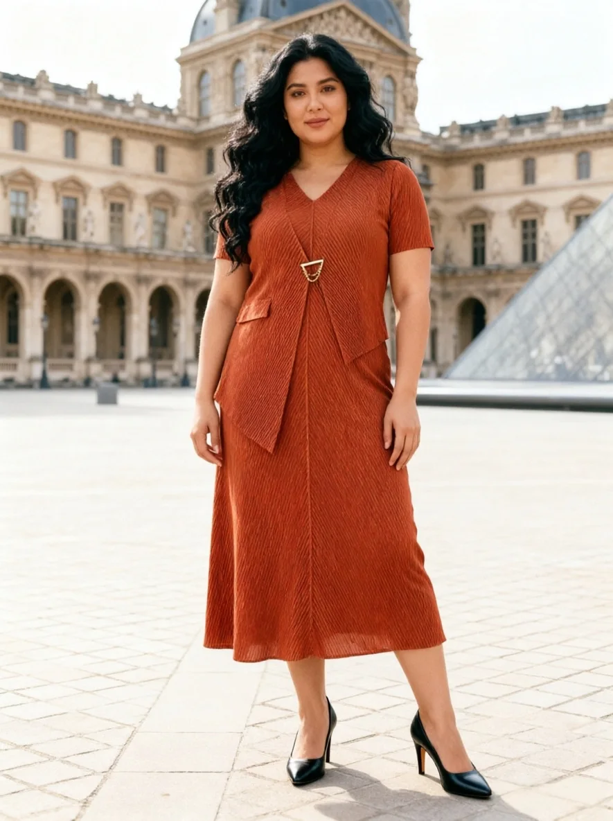 

Miyake Light Luxury Pleated Loose Dress Summer Fashion Loose Fake Two Pieces Temperament Elegant Long Dress 2026 New