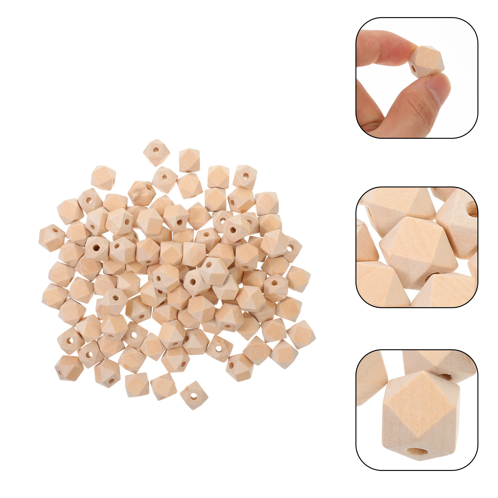 100 Pcs Bead Geometric Wooden Beads Gemstone Bamboo Unbemalte Holzabstandshalter Spacer