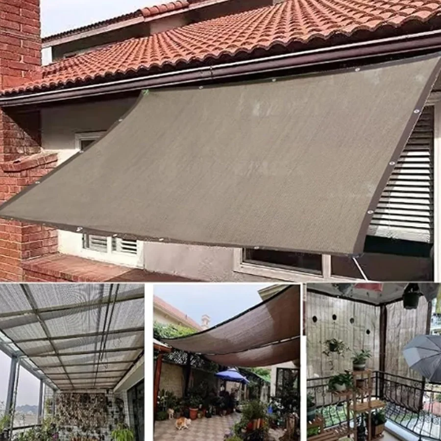 Durable Brown UV Protection Canopy - Outdoor Sun Shade Net - Multiple Sizes Available for Travel, Picnics, and Pools