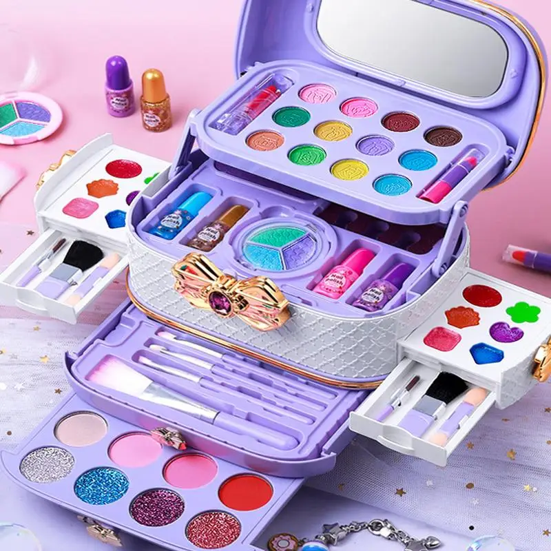 Kit de maquillage pour enfants, jouets pour filles, ensemble de jeu de simulation, lavable 57X, enfants, petites filles, adolescents