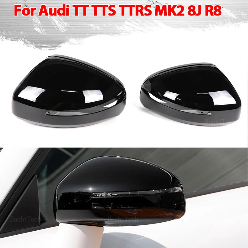 Carbon Fiber Glossy Black Replacement Rearview Side Mirror Covers Cap For Audi TT TTS TT RS 8J MK2 07-14, R8 42 07-15