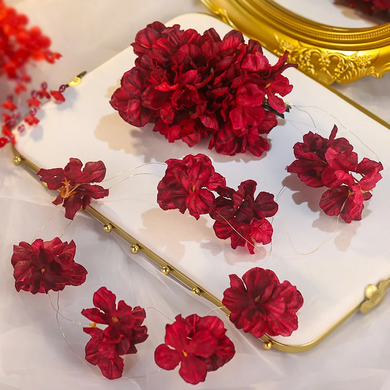 

Китайский красный цветок кисточка заколка для волос Hanfu украшения для волос платье головной убор заколки головные уборы для девочек ретро аксессуары для волос Hanfu