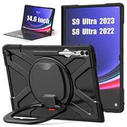 For Samsung Galaxy Tab S9 Ultra 14.6'' 2023 Case Tab S8 Ultra 2022 14.6Inch Shockproof Cover with 360 Rotating Stand Handle Grip