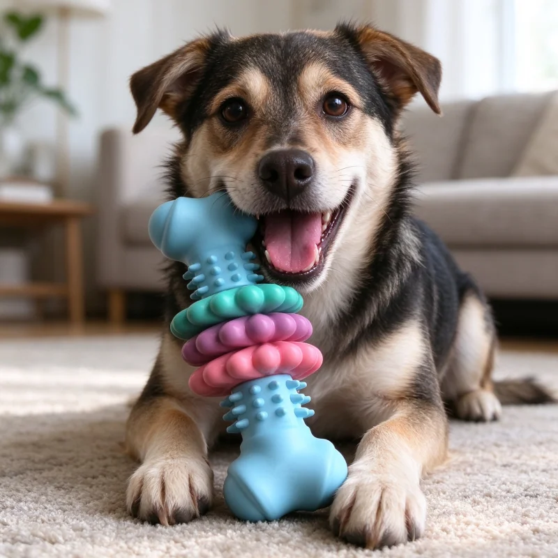 Dog Teething Toy Chew Stick Bite Resistant Fun Leak Proof Food Toy Pet Teether Cleaner Stick Oral Cleaning