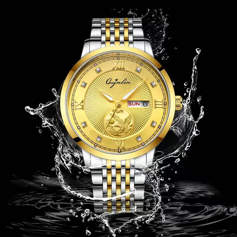 

Роскошные мужские часы; Водонепроницаемые спортивные кварцевые часы из нержавеющей стали с датой в качестве мужских подарков