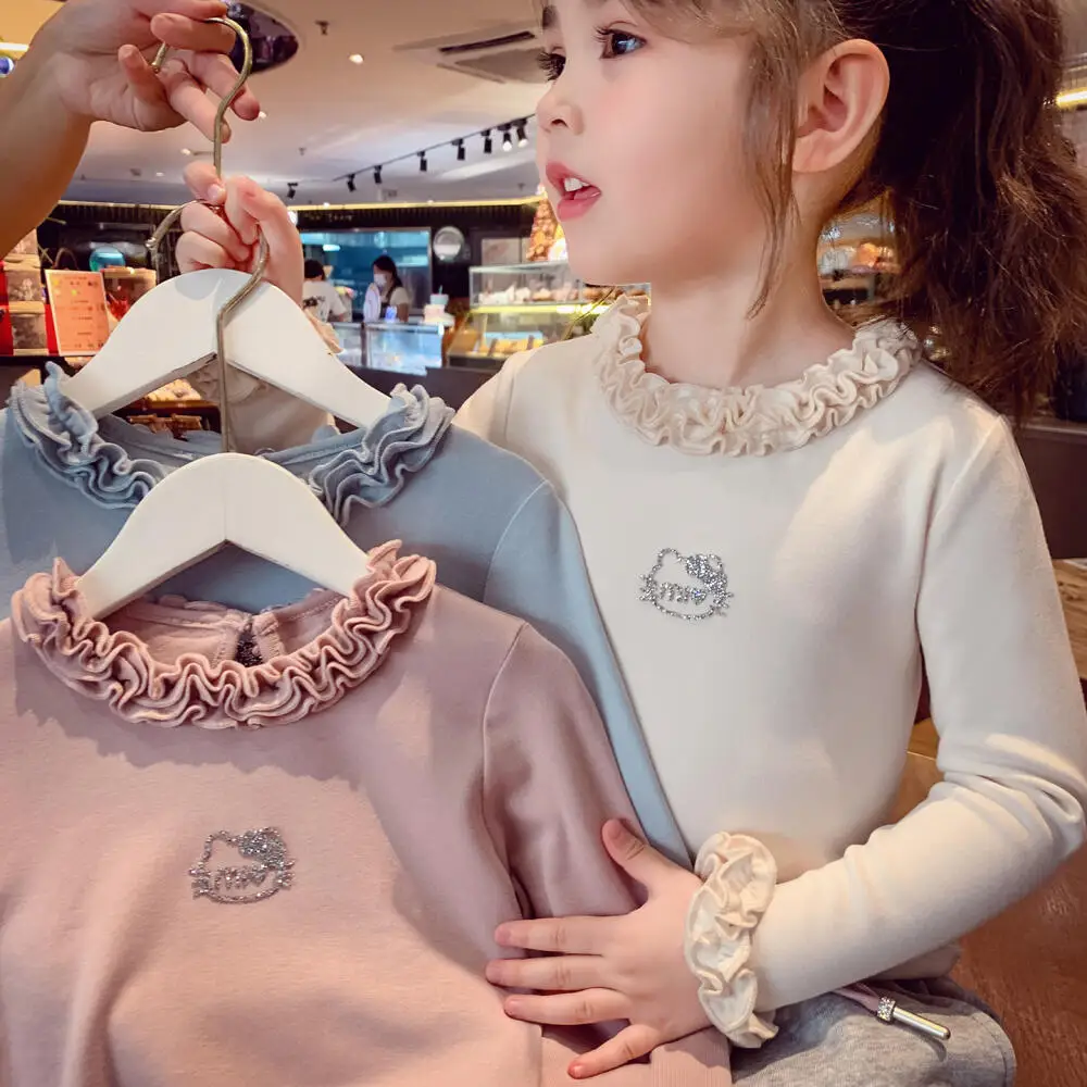 

Sanrio Hello Kitty2025 New Autumn Winter Girls T-Shirt Korean Western Style Versatile Bottoming Modal Long Sleeve Children's Top