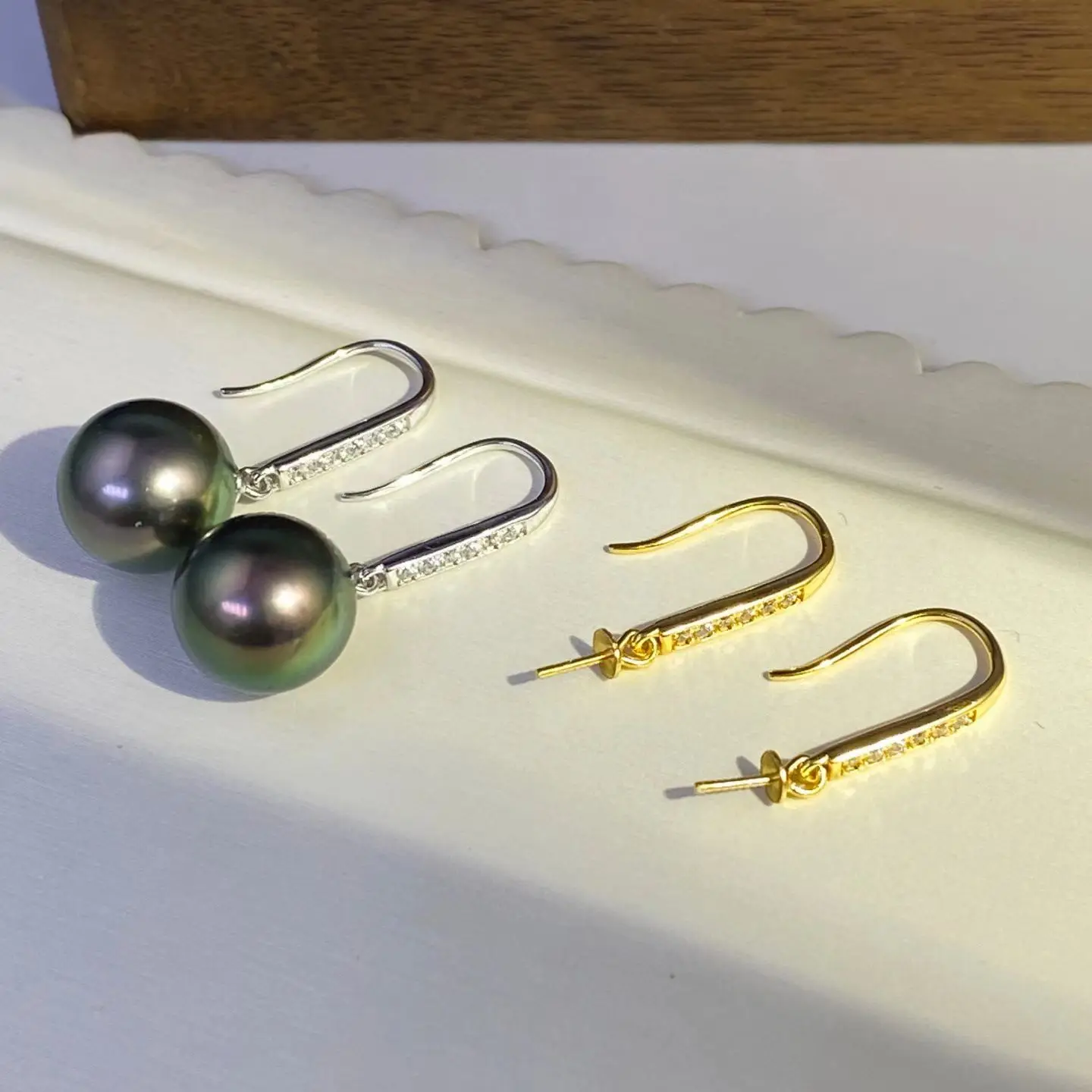 Wholesale S925 Sterling Silver Earrings Mount Findings Settings Base Mounting Parts Accessory for 10-11mm Pearls 5 pairs/lot