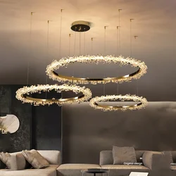 Nordic Luxury Shop Bedroom Living Room Crystal Pendant Lighs  Interior Decoration Ring Luster Lighting Modern Ceiling Chandelier