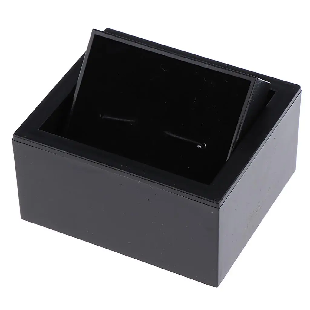 Black Plastic Overturn Box Cufflinks Holder Storage Case Jewelry