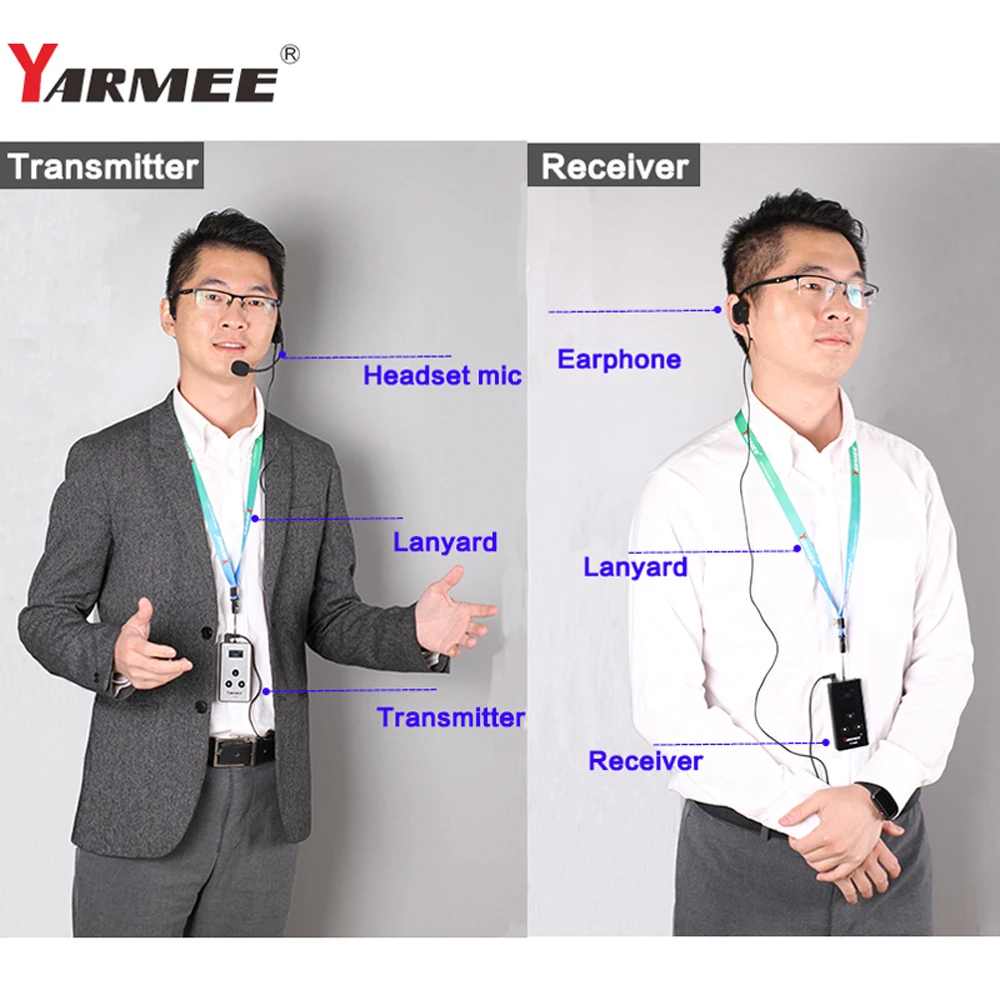 YARMEE Wireless Audio Tour Guide System Speaker Receiver Transmitter for Church Travelling Trainning Simultaneous interpretation