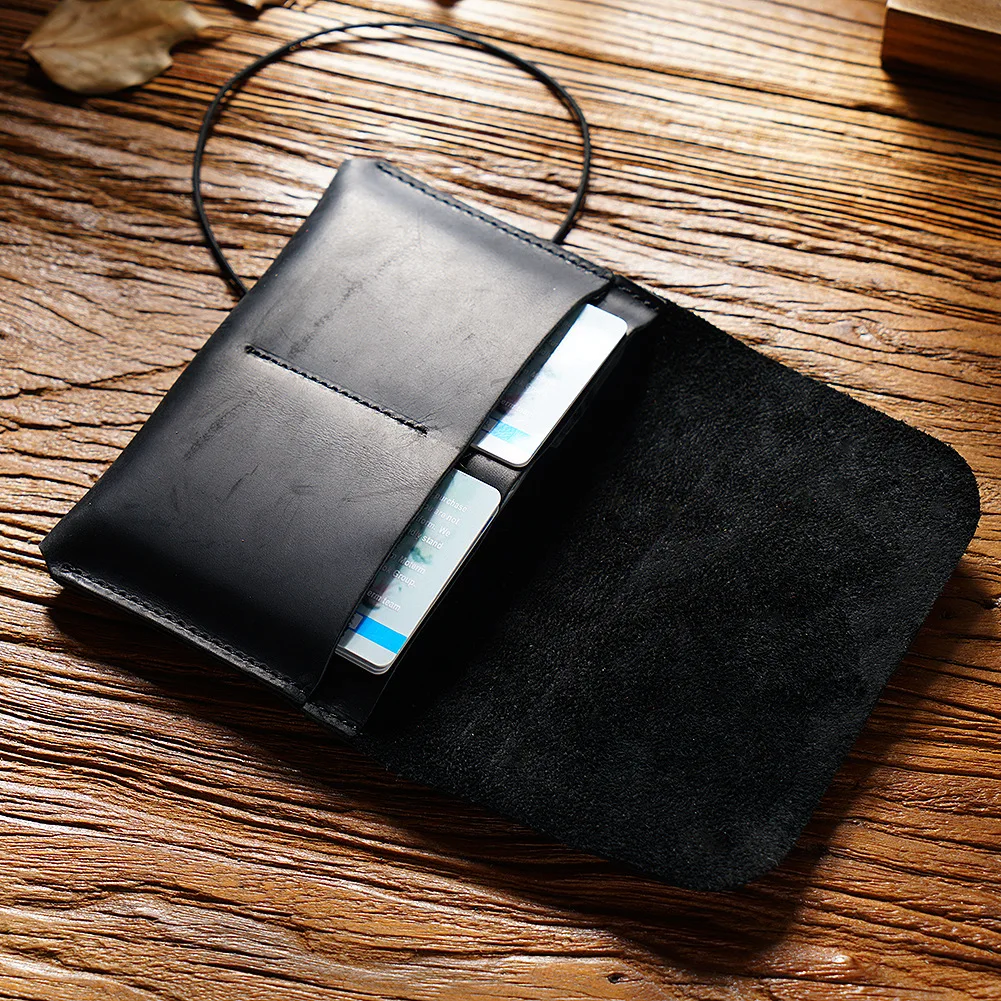 2025 New Cow Leather Men's Passport Bag Fashion Id Card Holder Layer Cowhide Retro Boarding Card Wallet Multi Card Bag 45