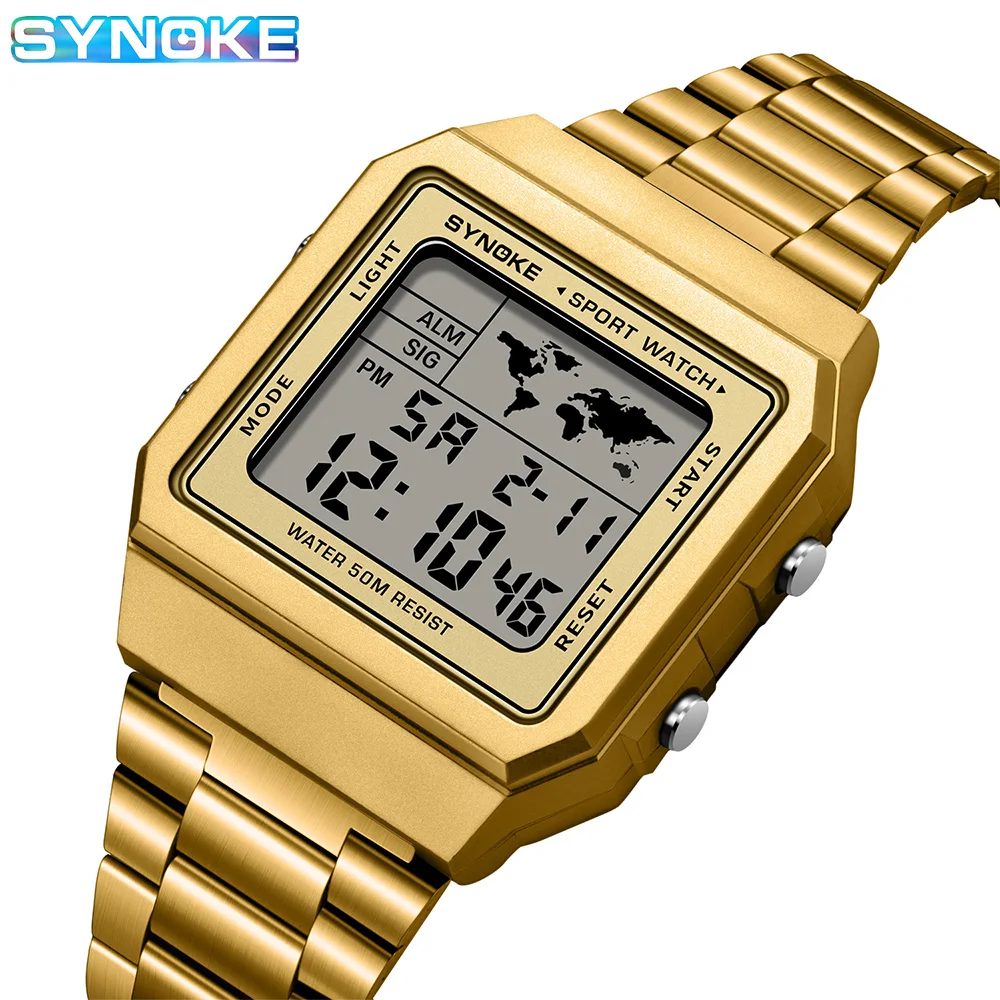 SYNOKE Couple watches Top Brand Luxury Stainless Steel Chrono Sport Watches Light Display Digital Wristwatch Waterproof Fashion