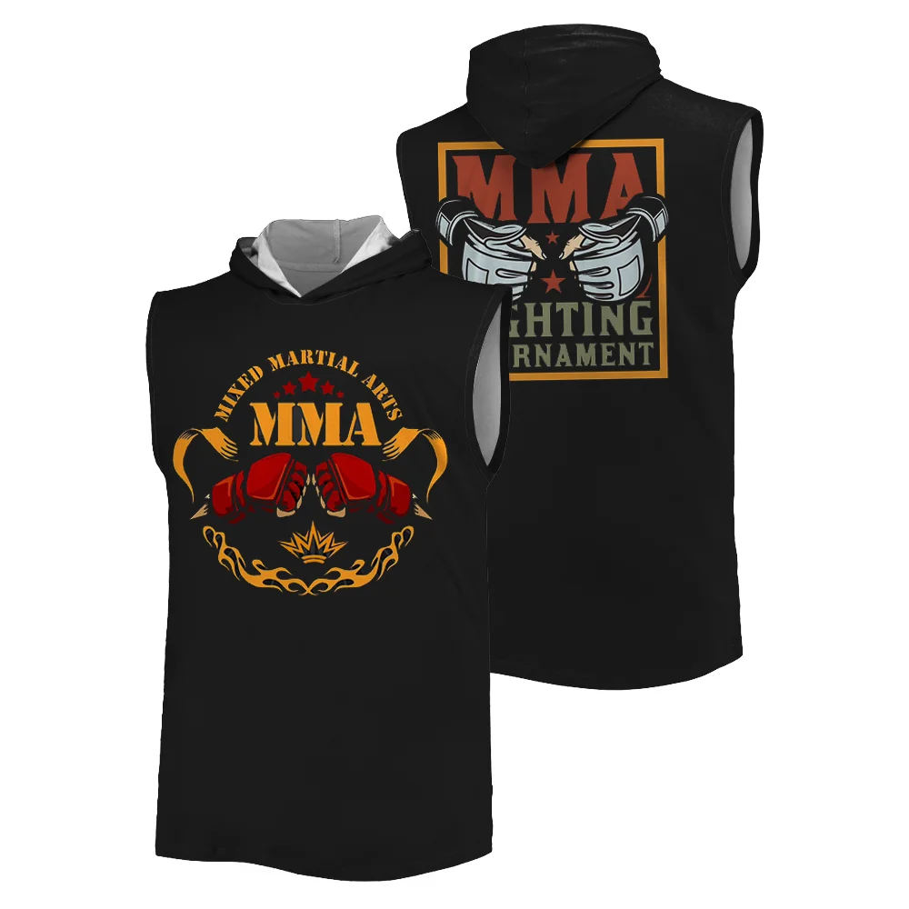 

2025 Summer new 3D printed Sports Hooded Vest MMA Boxing Fighting Fitness Outdoor Sports Breathable quick drying men's tank tops
