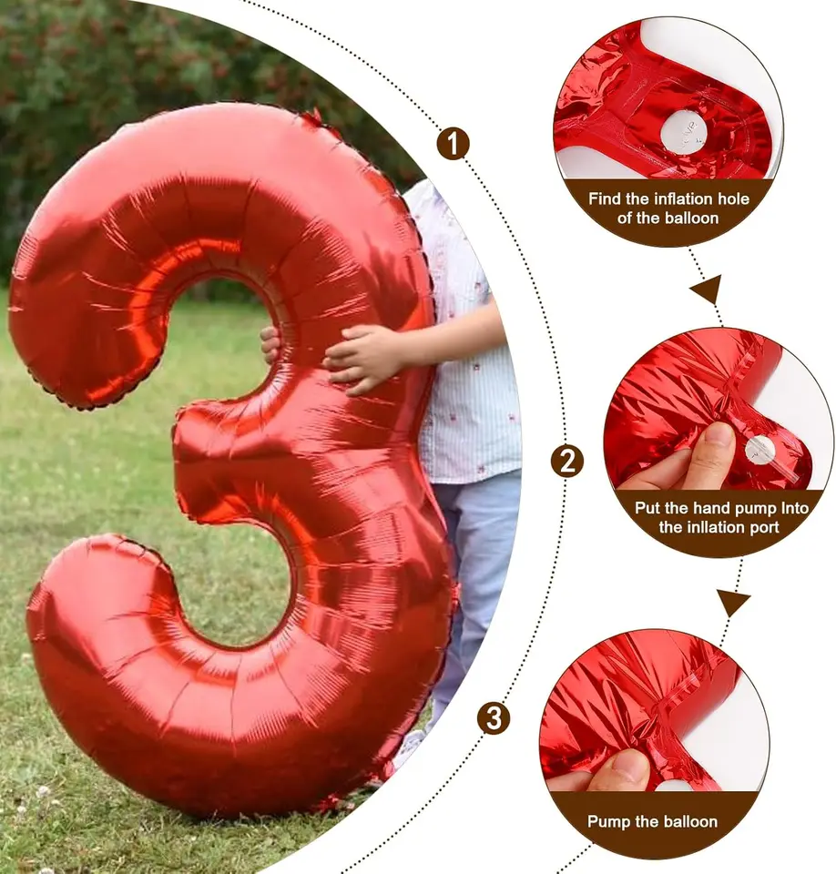 Multi Color Big Number Balloons 32Inch 1 2 3 4 5 6 7 8 9 Helium