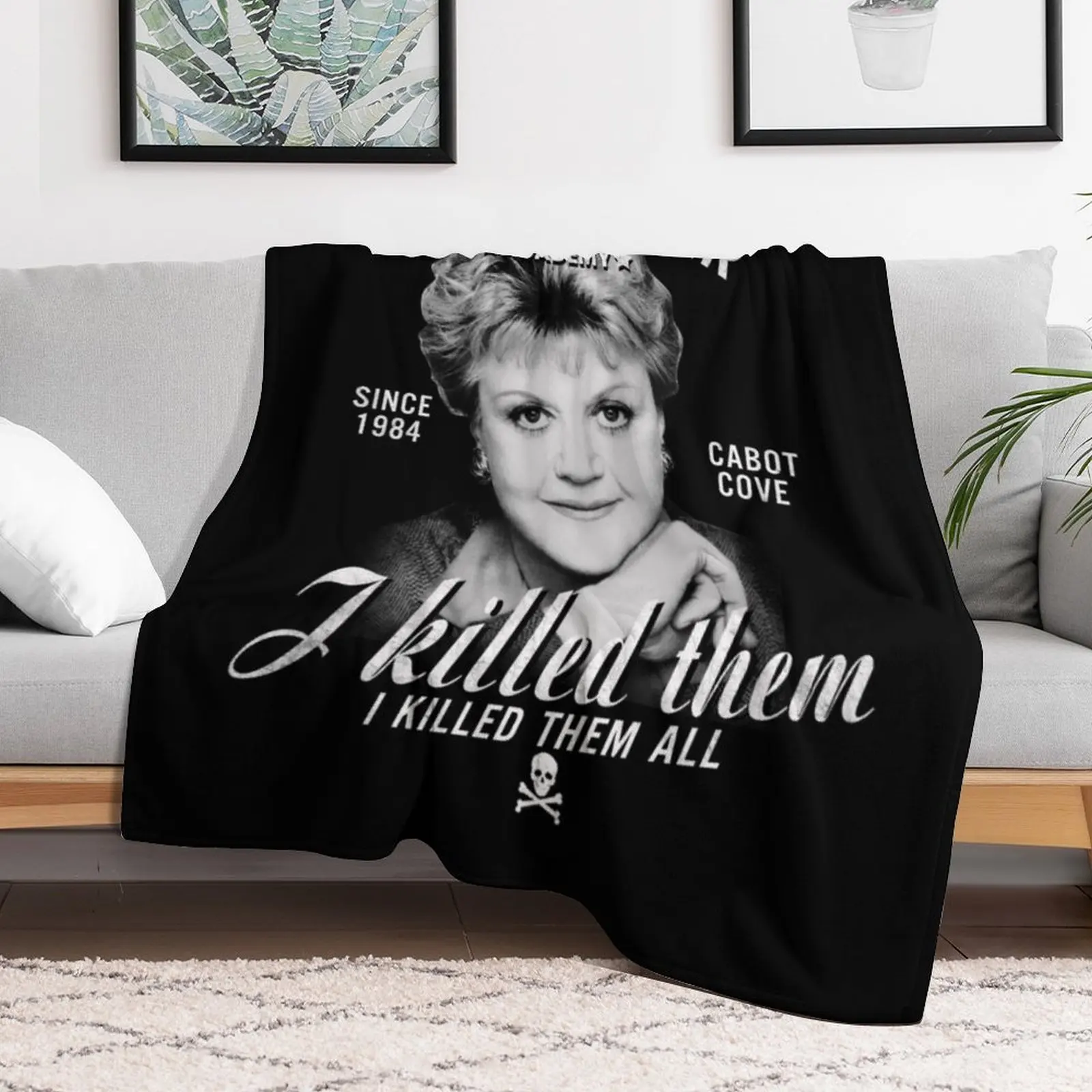 Vintage Jessica Fletcher I Killed Them I Killed Them All Throw Blanket Designers Plaid on the sofa blankets and throws Blankets