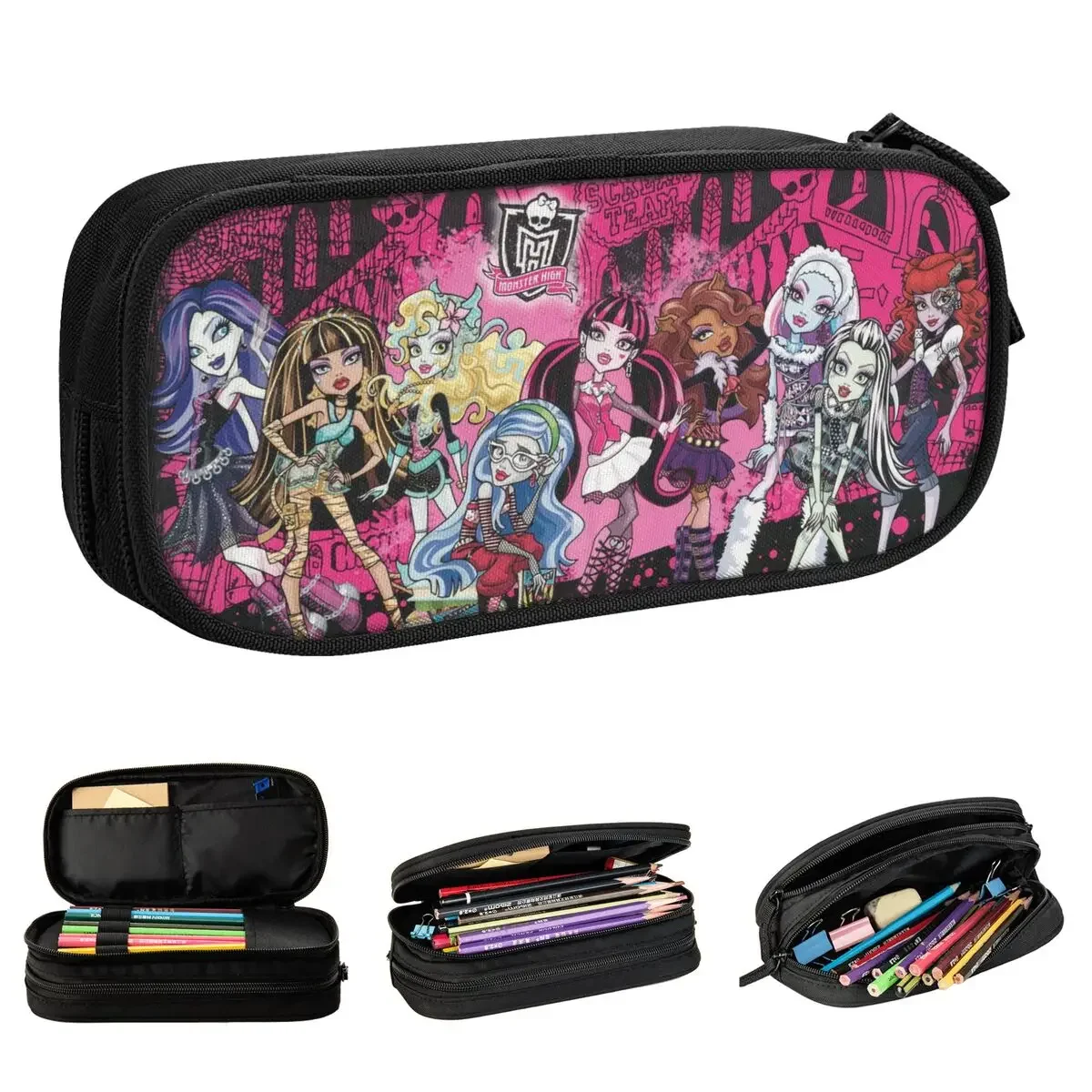 Fun High Collage Pencil Case Anime Pencilcases Pen Holder for Student Big Capacity Bag Office Zipper Accessories