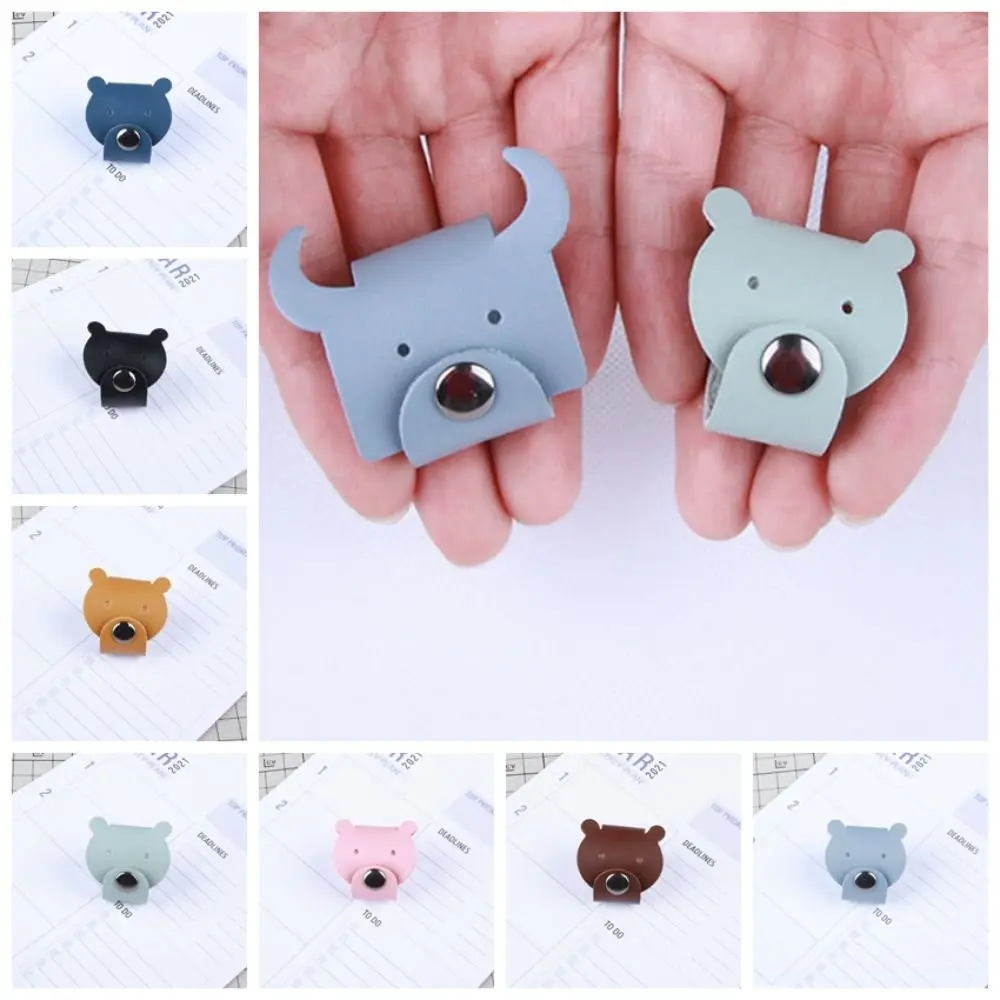 Earphone Cord Organizer Cute Animal Leather Cable Winder Anti Loss Anti Winding Bear/cattle Cartoon Earphone Cord Stroage