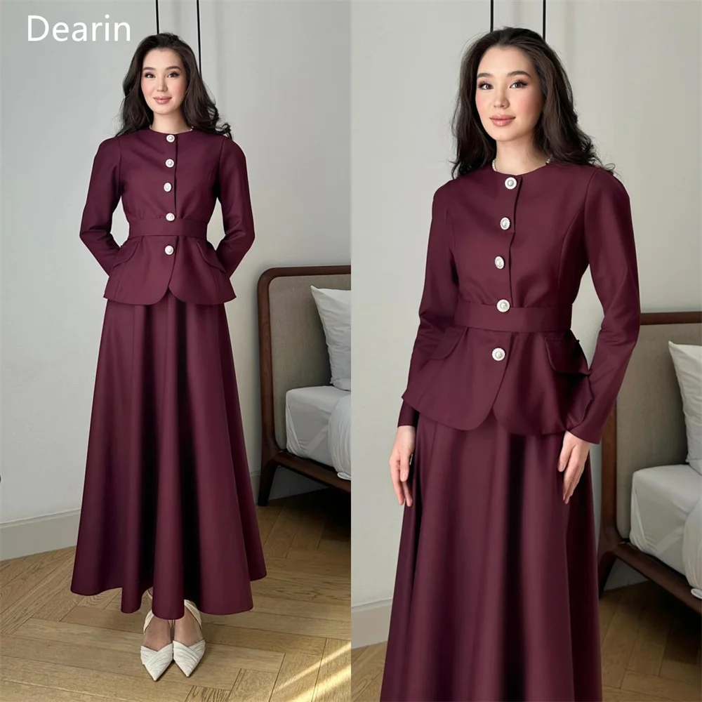 Customized Women Formal Gown Evening Dearin Scoop Neckline A-line Ankle Length Skirts Draped Bespoke Occasion Dresses Prom Dress