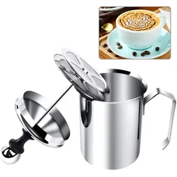 Stainless Steel Milk Frother Manual Milk Froth Whisk Coffee Shop Milk Froth Cup Latte Milk Froth Kettle