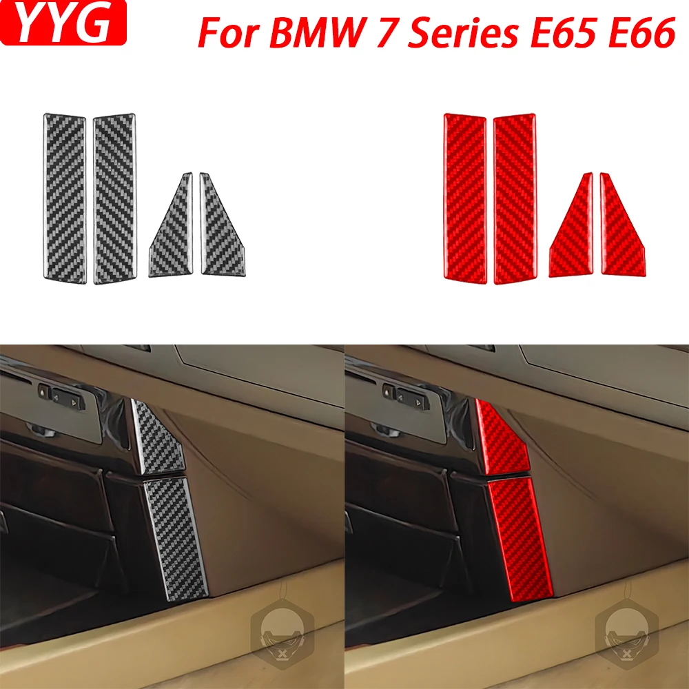 

For BMW 7 Series E65 E66 2002-2008 Carbon Fiber Storage Box Both Side Panel Decorative Strips Car Interior Accessories Sticker