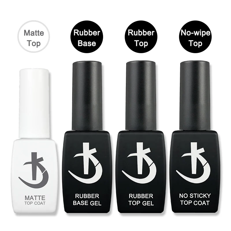 Base y top coat para esmaltes en gel KODI JYJ, imprimación sin ácido, barniz híbrido semipermanente, set con acabado mate y base de goma gruesa 6