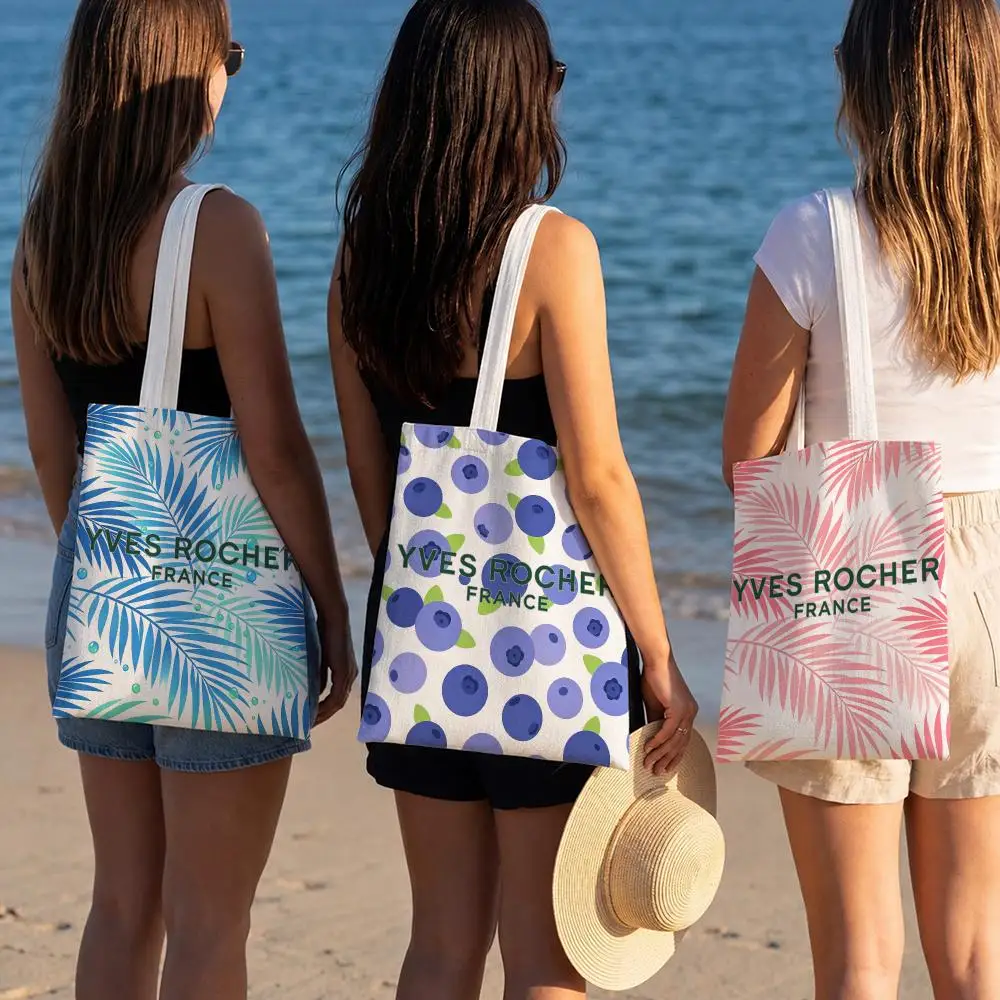 Designer Print Canvas Tote Bag beauty Yves Rocher Storage Bags Trendy Fashion Pattern Streetwear Shoulder Bag Shopping Handbag
