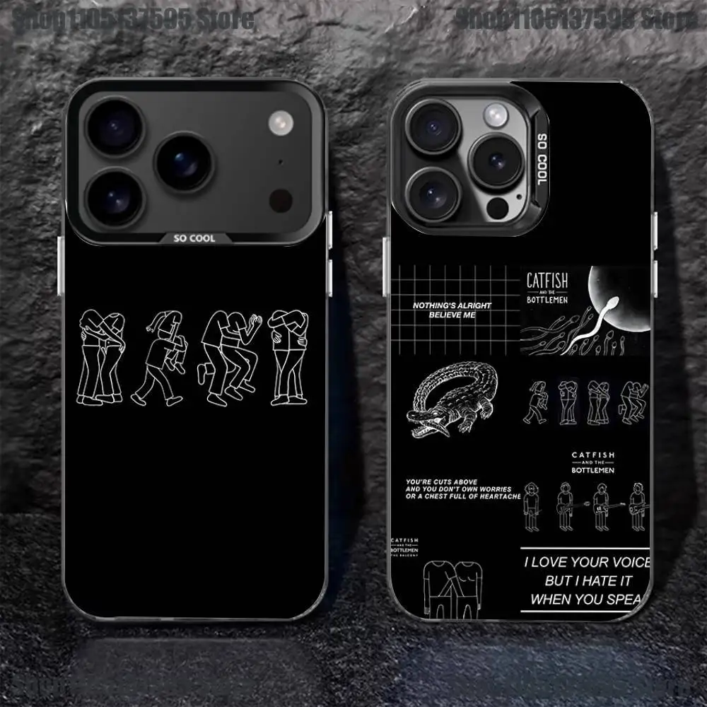 

Band Catfish and Bottleme Phone Case For iPhone 17,16,15,14,13,12,11,Pro,XS,Max,Plus,Mini,SE4,E Black Matte Shockproof Cover