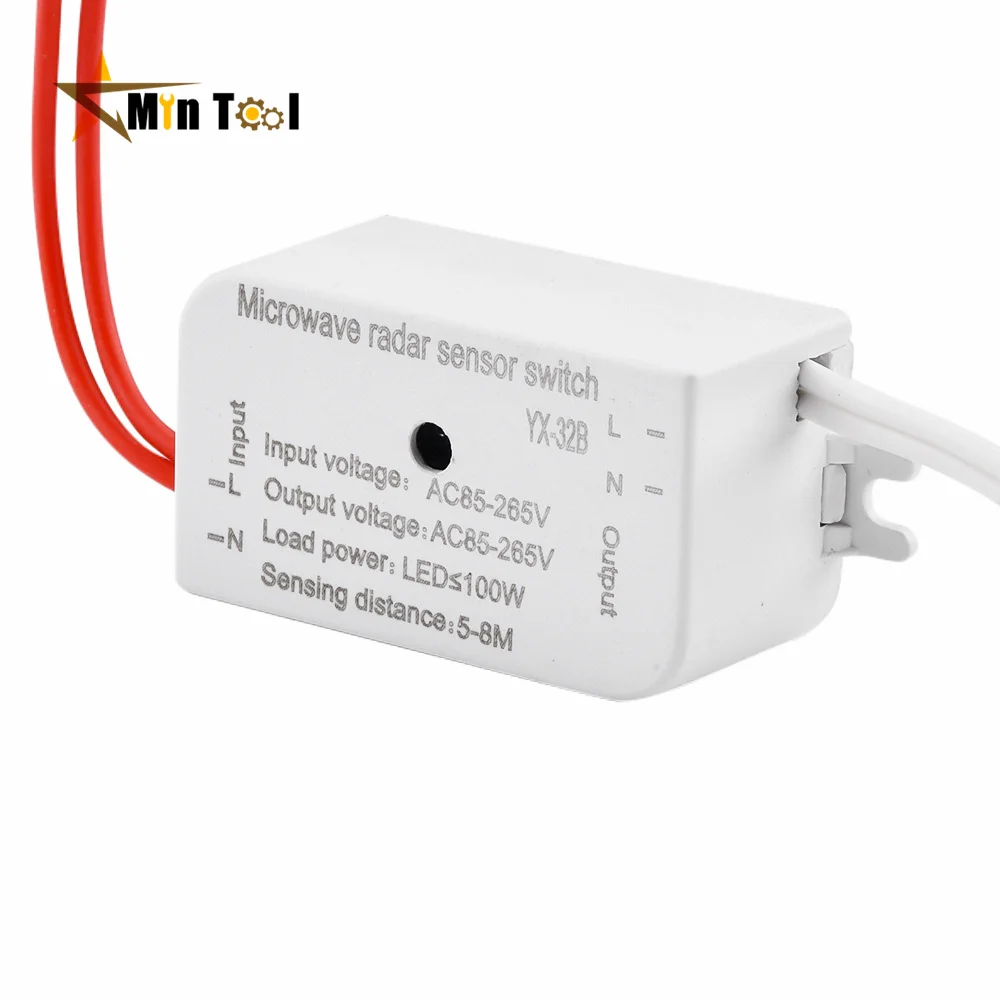 AC85-265V 100W 4 Wire Infrared Sensor Switch PIR Microwave Radar Body Motion Sensor Module Adjustable For Time Distance Range