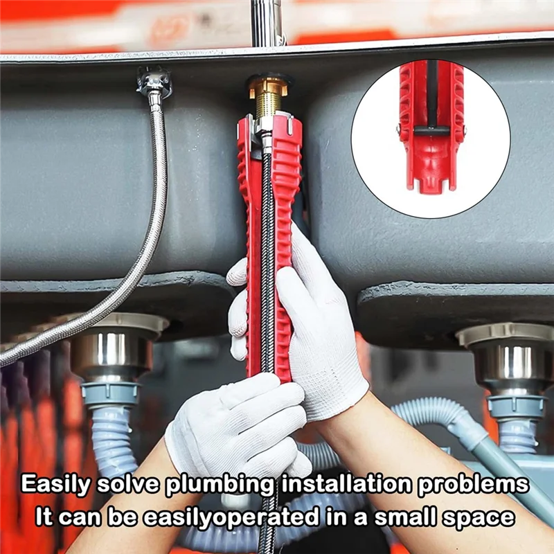 

AC88-2 Pcs Sink Wrench Tool,8 In1 Faucet Wrench Tool, Multifunctional Sink Wrench,Water Pipe Wrench For Toilets And Kitchens,