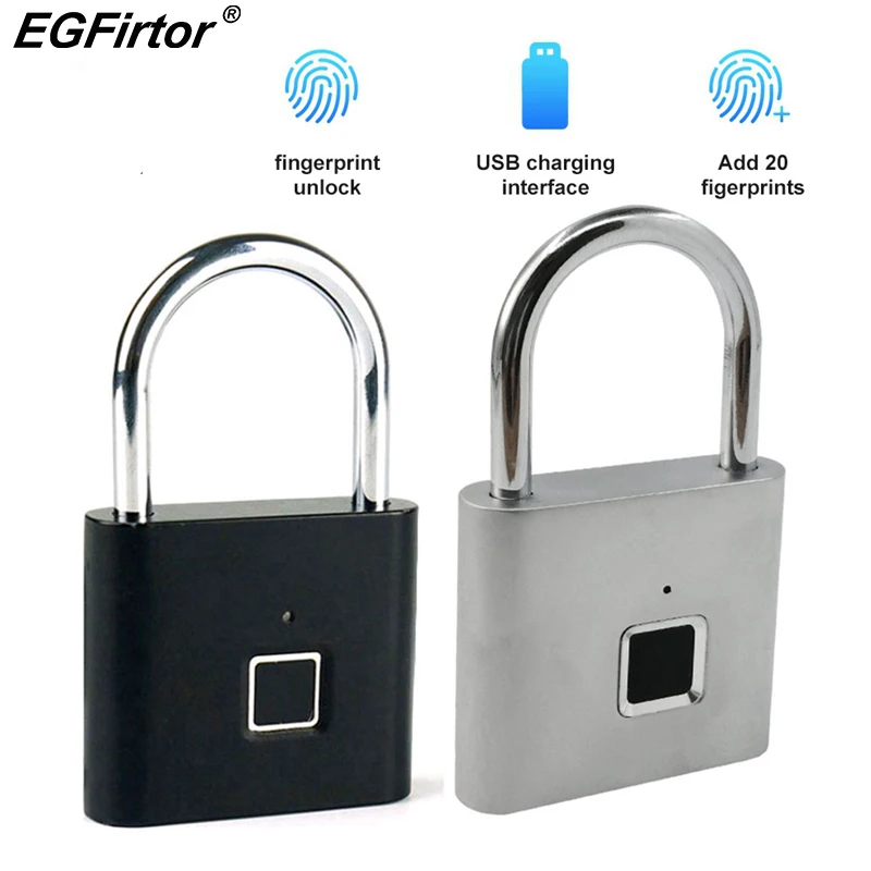 Biometric Door Lock Keyless Fingerprint Padlock Security Fingerprint Lock Electric Luggage Case Smart Lock Anti-theft Door Lock